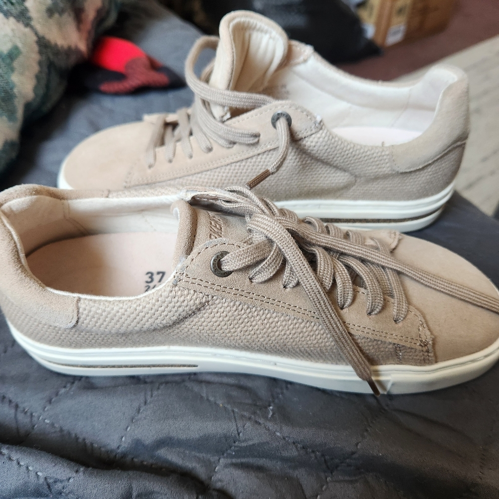 Birkenstock canvas sneakers. Beige. Size 6 youth. Brand new.